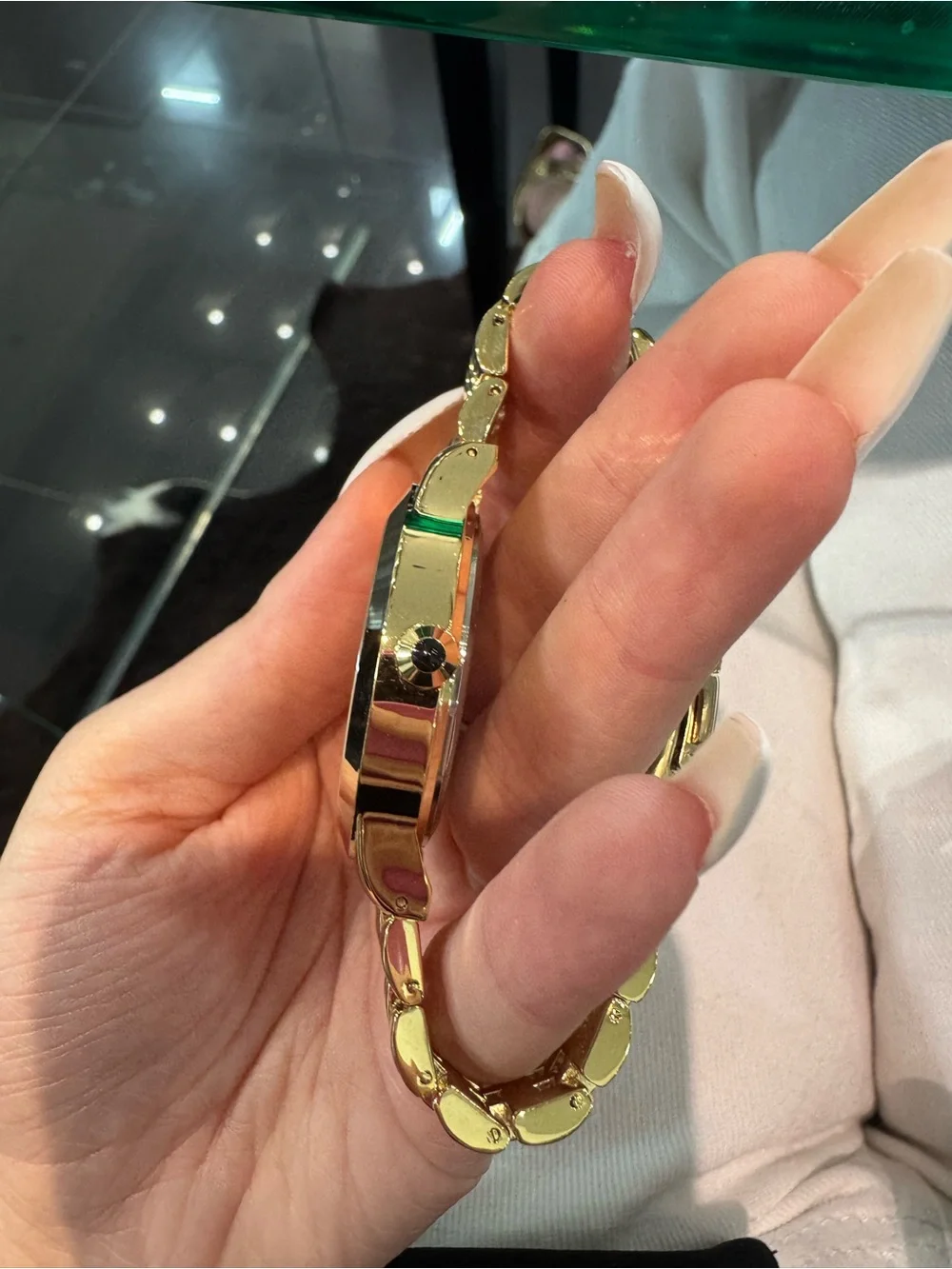 New IMAN Global Chic Gold-Tone Minimalist Black Dial Bracelet Watch
